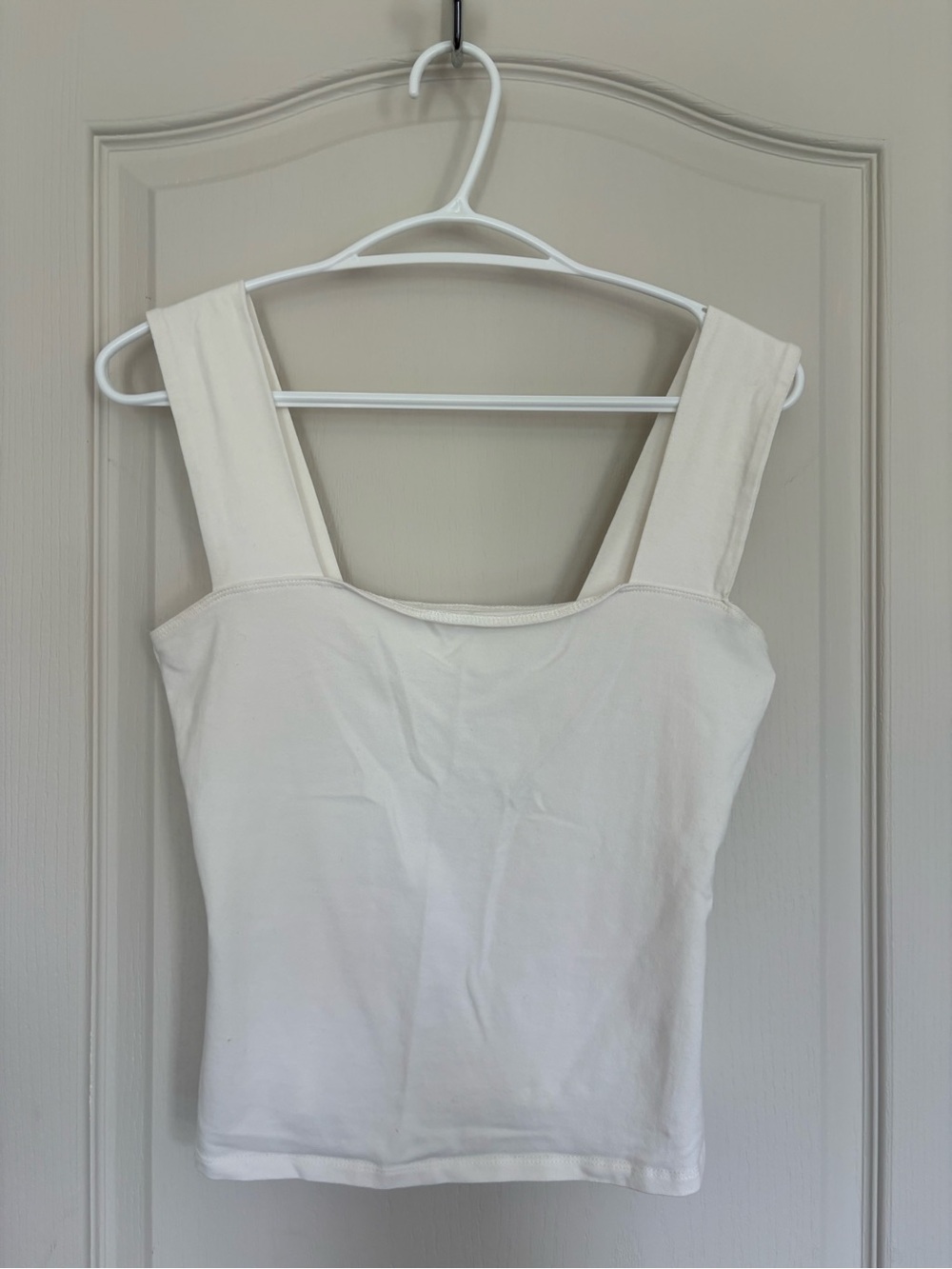 Sleeveless Square Neck Tank Top - Cream